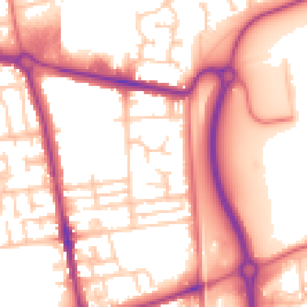 Daytime road noise heatmap for TS24 8PQ