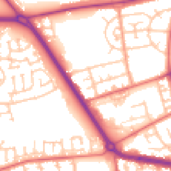 Daytime road noise heatmap for TS24 9BQ