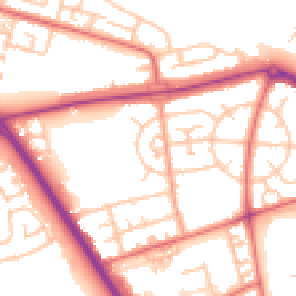Daytime road noise heatmap for TS24 9BY