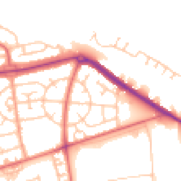 Daytime road noise heatmap for TS24 9EZ