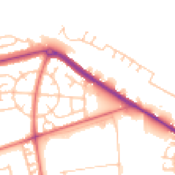 Daytime road noise heatmap for TS24 9HN