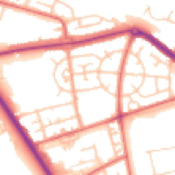 Daytime road noise heatmap for TS24 9JG