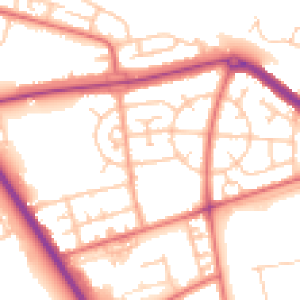 Daytime road noise heatmap for TS24 9JN