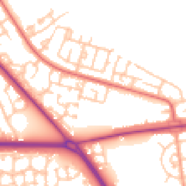 Daytime road noise heatmap for TS24 9QJ