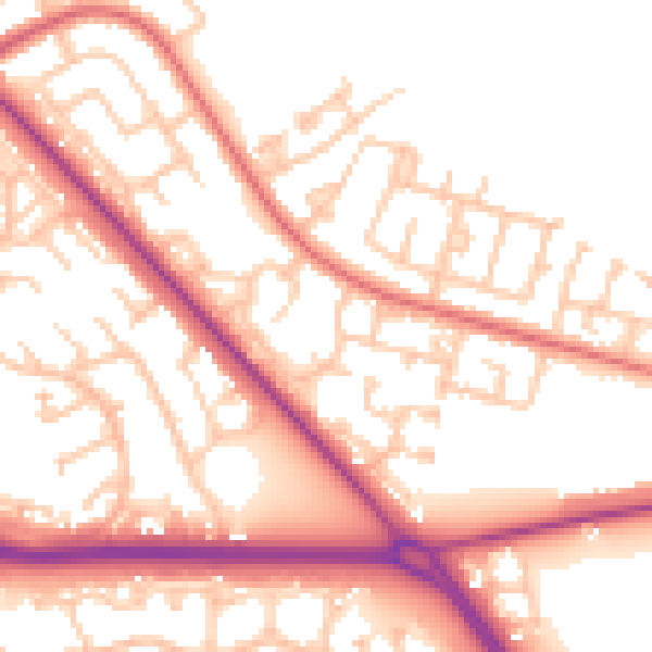 Daytime road noise heatmap for TS24 9QP