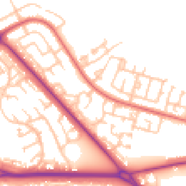 Daytime road noise heatmap for TS24 9RA