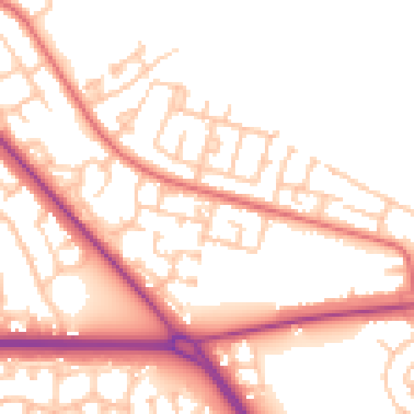Daytime road noise heatmap for TS24 9SH