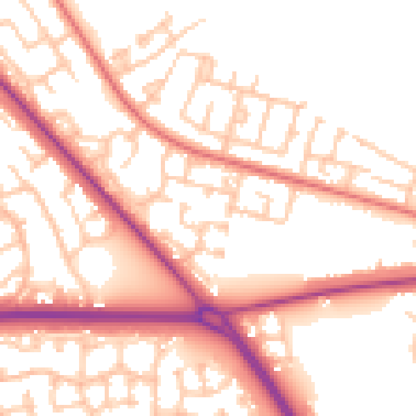 Daytime road noise heatmap for TS24 9SL