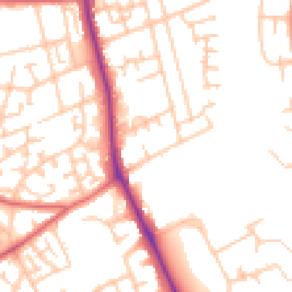 Daytime road noise heatmap for TS4 2PY