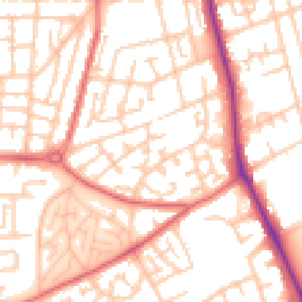 Daytime road noise heatmap for TS4 2UZ