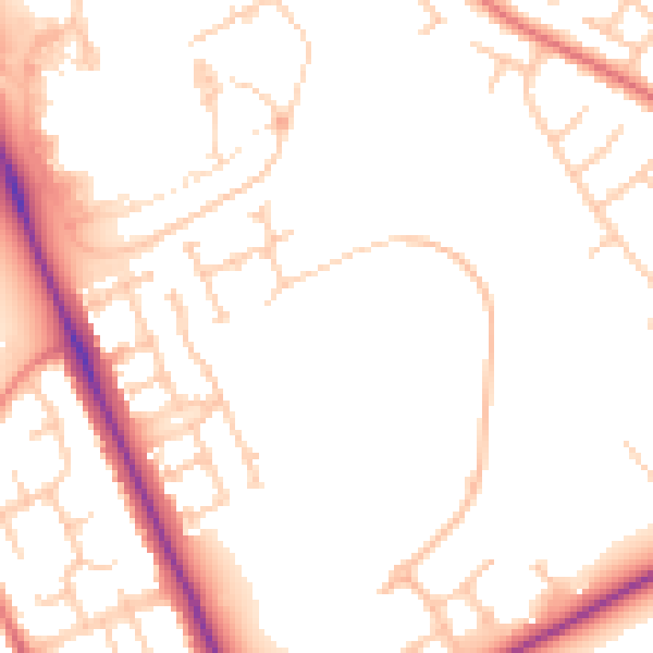 Daytime road noise heatmap for TS4 3AQ