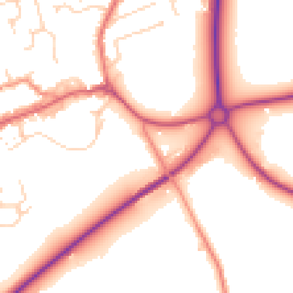 Daytime road noise heatmap for TS9 5AH