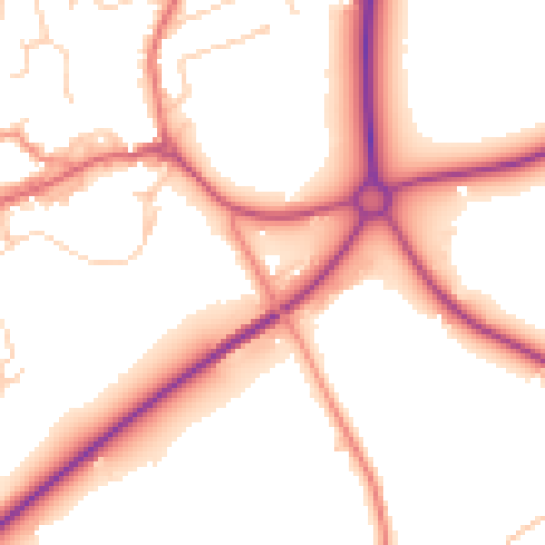 Daytime road noise heatmap for TS9 5AN