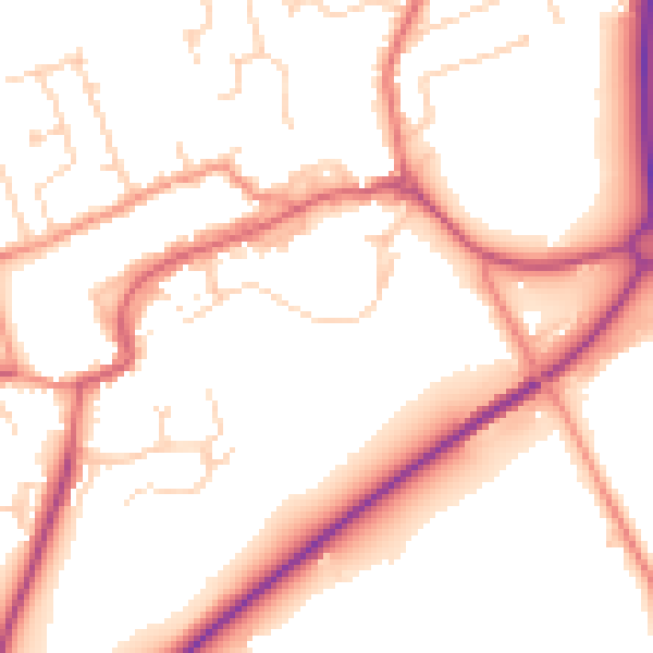 Daytime road noise heatmap for TS9 5AR