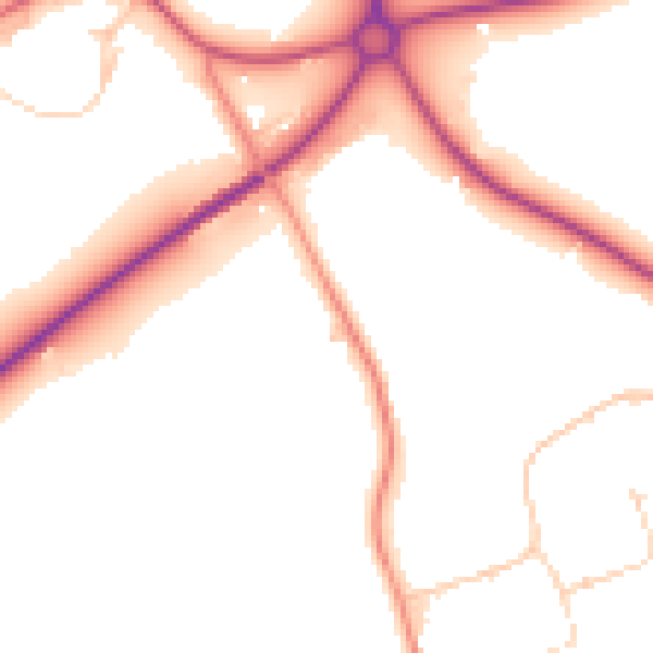 Daytime road noise heatmap for TS9 5AS