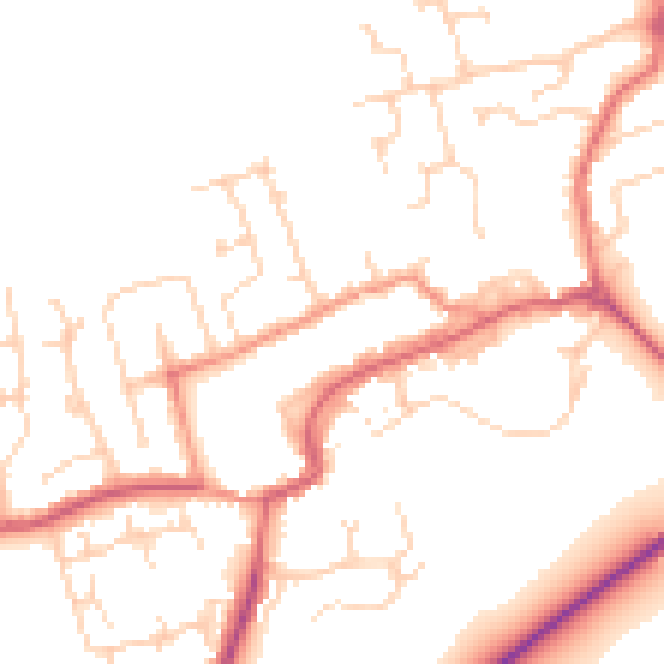 Daytime road noise heatmap for TS9 5AY