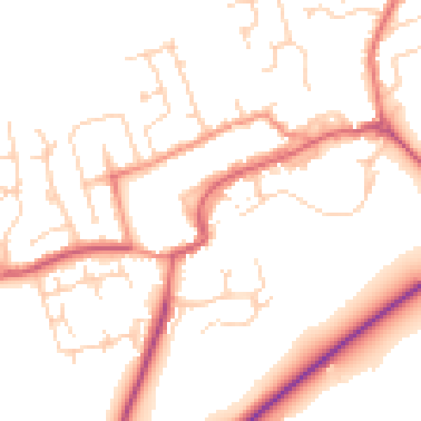 Daytime road noise heatmap for TS9 5BE