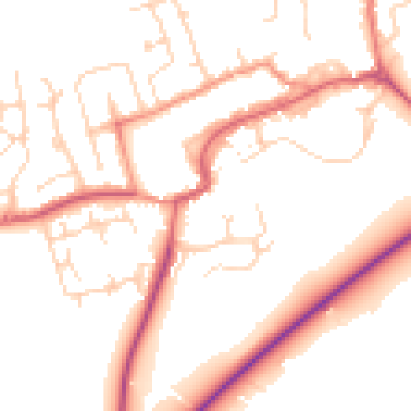 Daytime road noise heatmap for TS9 5BP