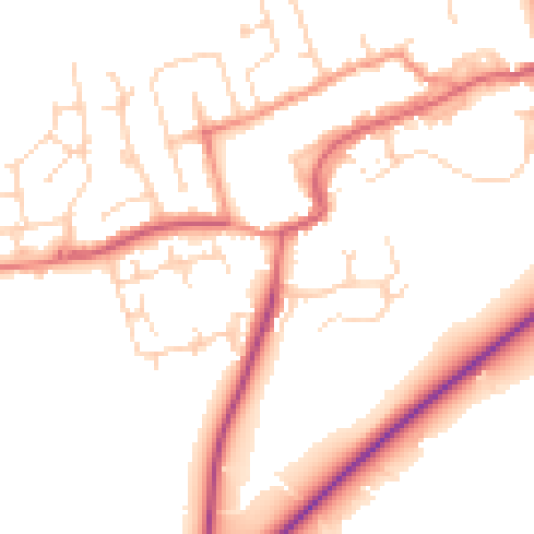 Daytime road noise heatmap for TS9 5BW