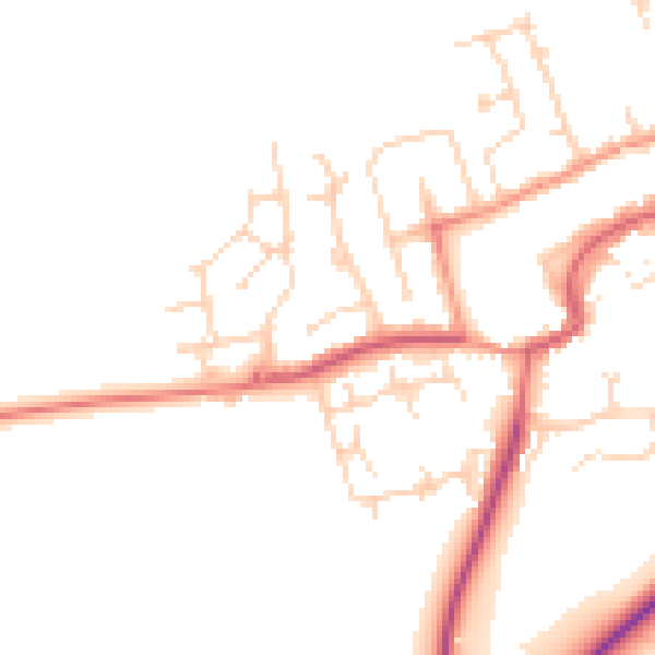Daytime road noise heatmap for TS9 5BZ