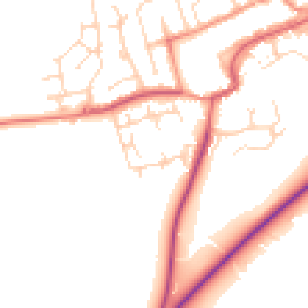 Daytime road noise heatmap for TS9 5DE