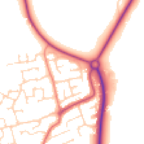 Daytime road noise heatmap for TS9 5EH