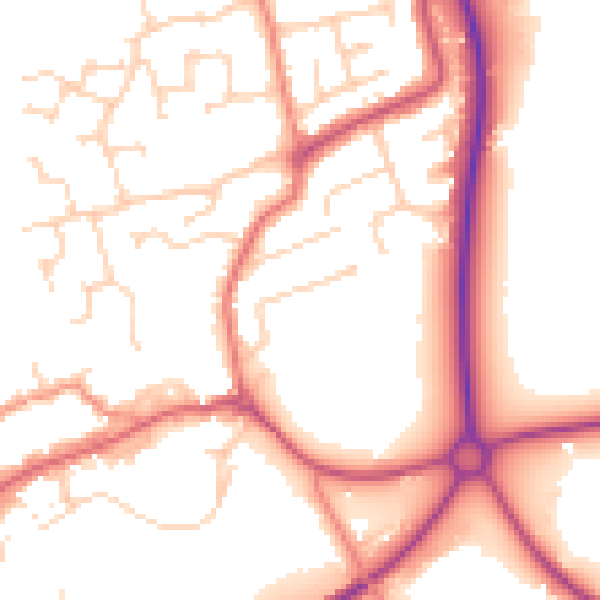 Daytime road noise heatmap for TS9 5EJ