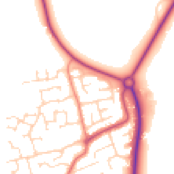 Daytime road noise heatmap for TS9 5JA