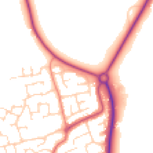 Daytime road noise heatmap for TS9 5JD