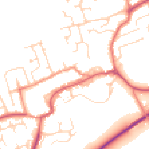 Daytime road noise heatmap for TS9 5QJ