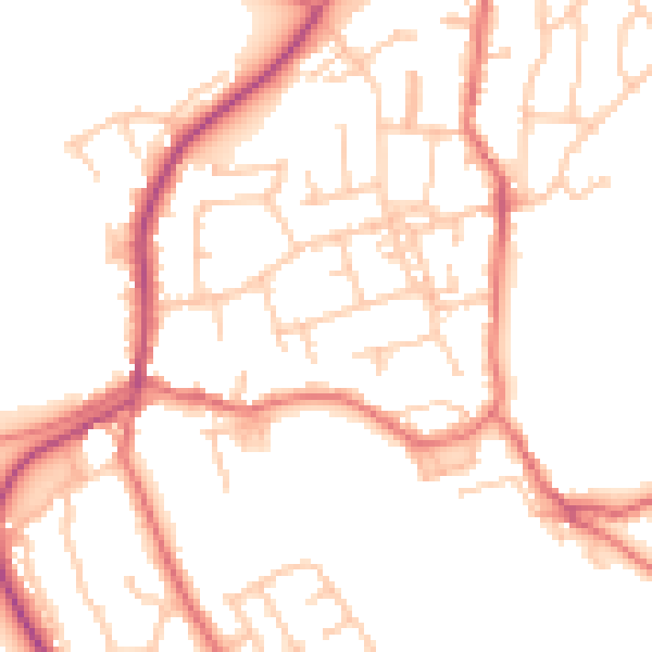Daytime road noise heatmap for TS9 6AW