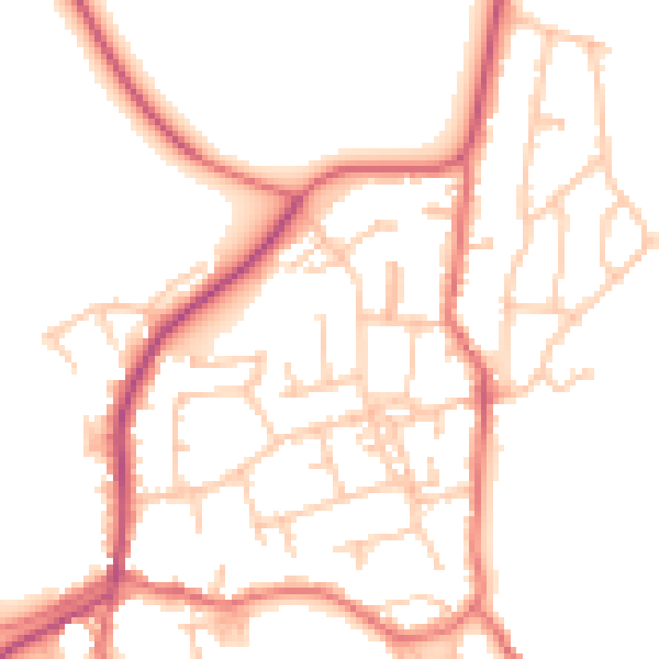 Daytime road noise heatmap for TS9 6AY