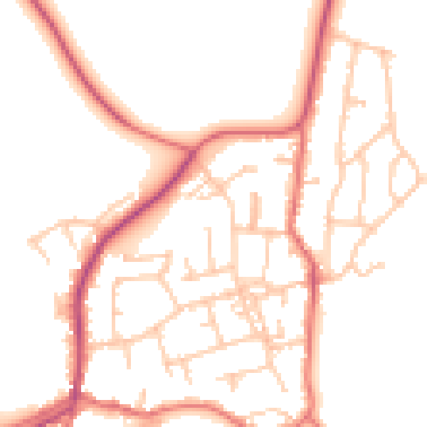 Daytime road noise heatmap for TS9 6AZ
