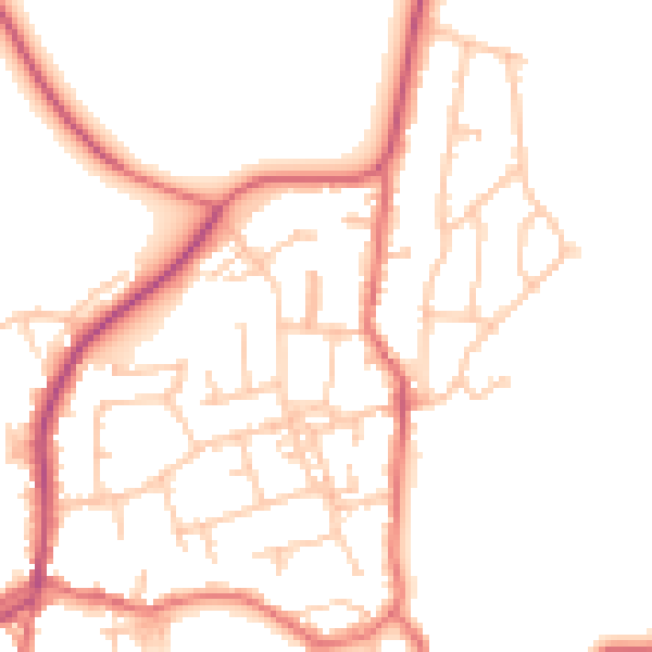 Daytime road noise heatmap for TS9 6DD