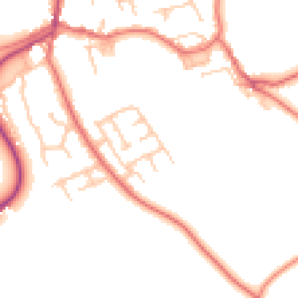 Daytime road noise heatmap for TS9 6JP
