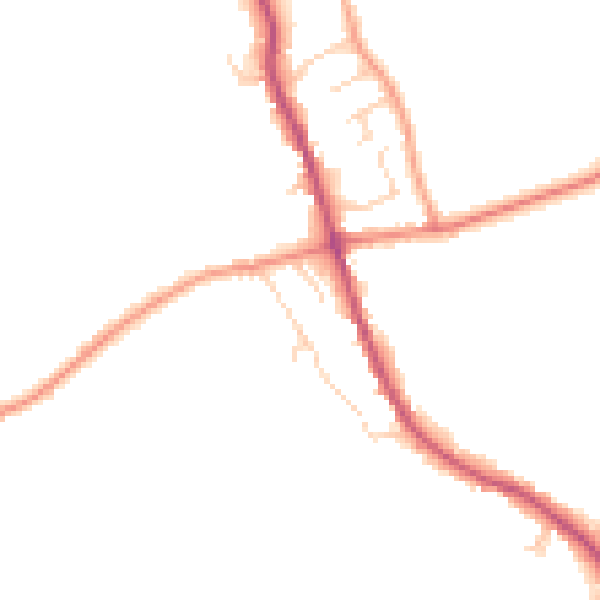 Daytime road noise heatmap for TS9 7EE