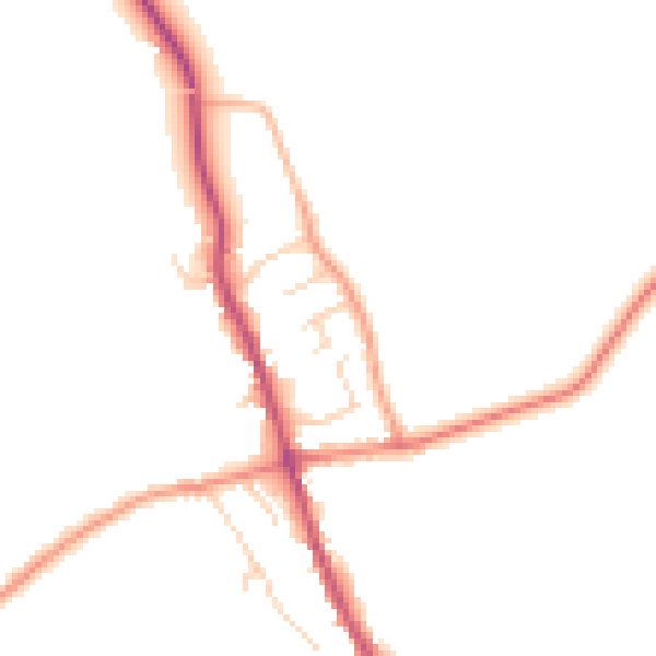 Daytime road noise heatmap for TS9 7EN