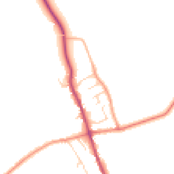 Daytime road noise heatmap for TS9 7EP