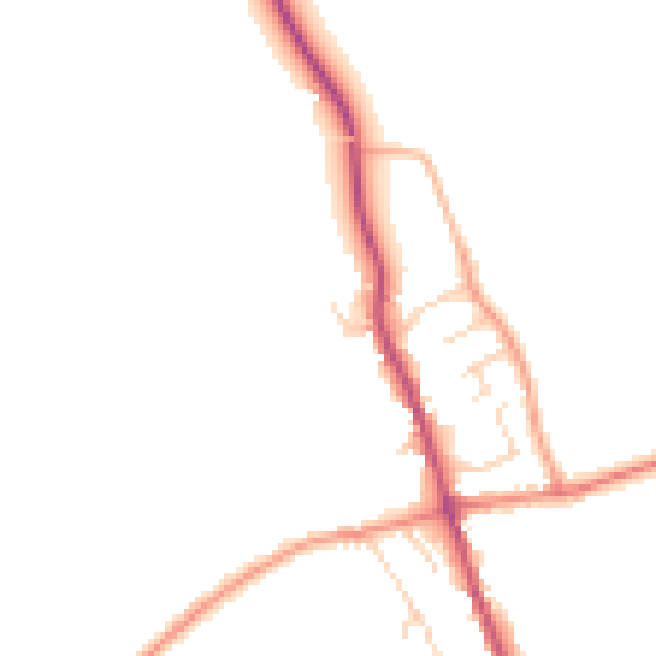 Daytime road noise heatmap for TS9 7EQ