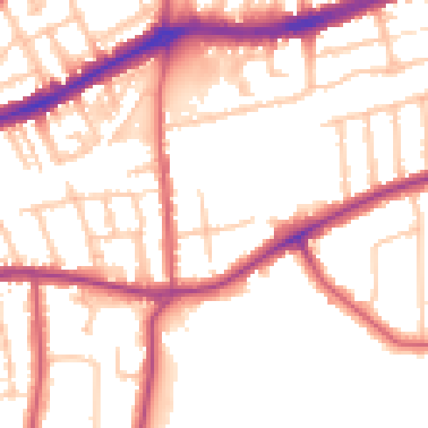 Daytime road noise heatmap for TW10 5AB