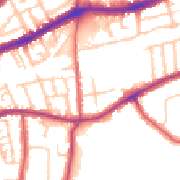 Daytime road noise heatmap for TW10 5AE