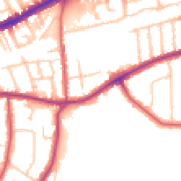 Daytime road noise heatmap for TW10 5AH