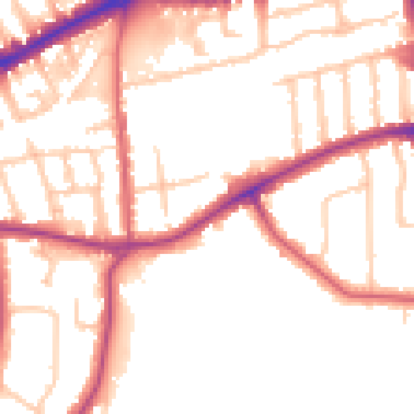 Daytime road noise heatmap for TW10 5AN