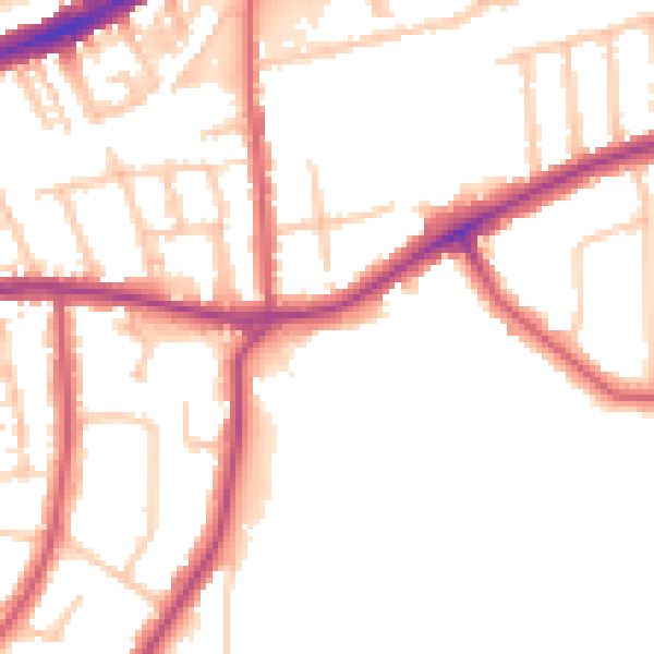 Daytime road noise heatmap for TW10 5AR