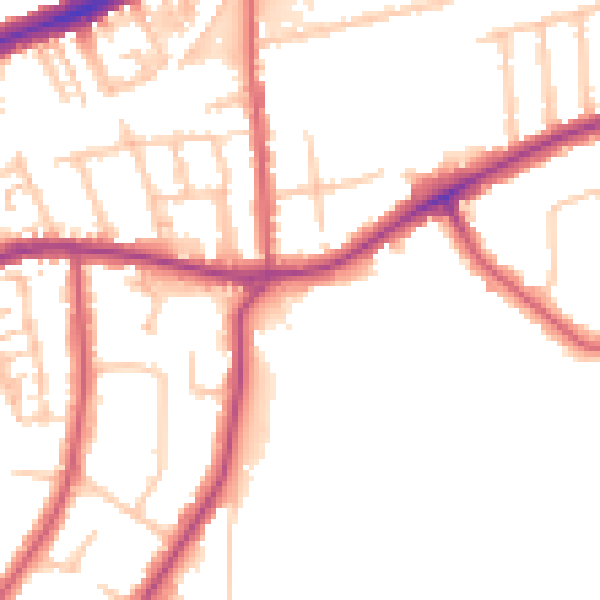 Daytime road noise heatmap for TW10 5AS