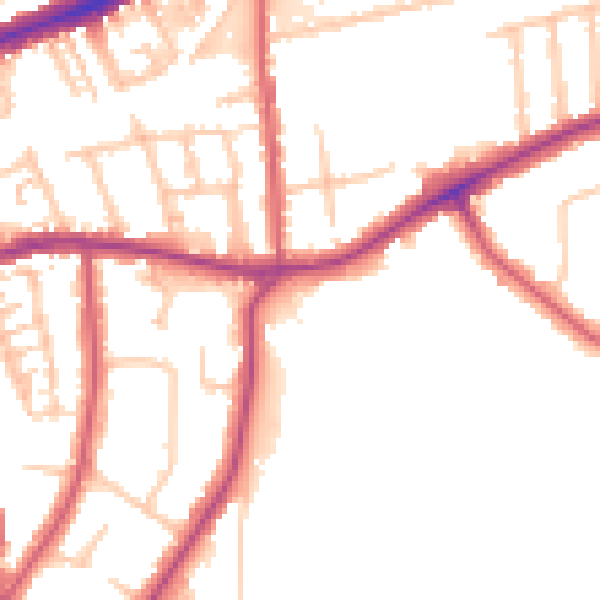 Daytime road noise heatmap for TW10 5AT