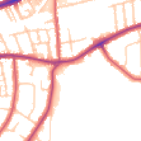 Daytime road noise heatmap for TW10 5AU