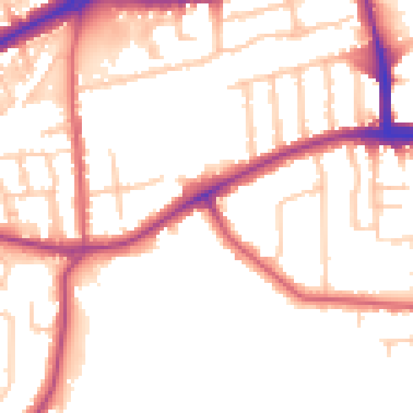 Daytime road noise heatmap for TW10 5AW