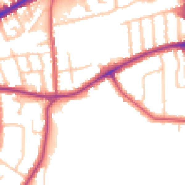 Daytime road noise heatmap for TW10 5AX