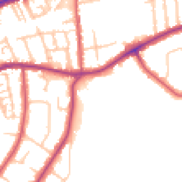 Daytime road noise heatmap for TW10 5AY